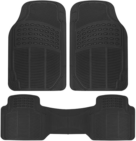 BDK ProLiner - Tappetini per auto, camion, SUV, 3 pezzi, tappetini per tutte le stagioni con design universale, tappetini per auto resistenti, con bordi di cattura, tappetini in gomma impermeabili per
