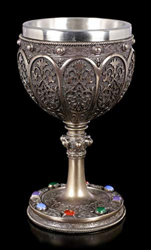Santo Grial Cáliz- Bronceada Copa de Vino,Artículo Decorativo, Recipiente Bebida, H 17 cm, 250 ML