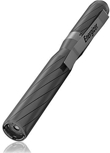Energizer LED Pen Light, Aircraft-Grade Aluminum Body, 100 Lumens, Ergonomic Grip, Wide Beam Pen Flashlight, Belt Clip, Batteries Included, Gray