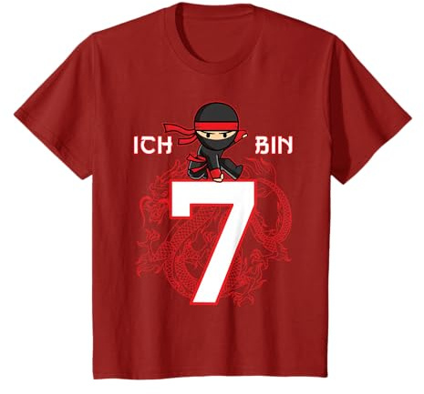 Sieben Geburtstag Junge 7 Jahre alt siebenjähriger Ninja T-Shirt