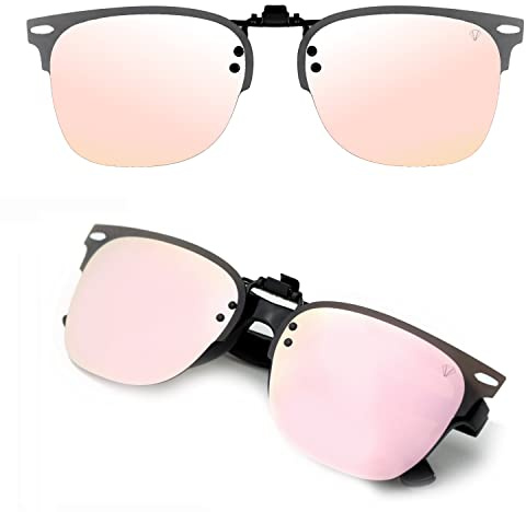 CREYESTAL Polarisiert Sonnenbrillen Aufsatz Brille, Sonnenbrille Clip, Anhebbar und Ultraleicht, Herren, Damen 100% UV400