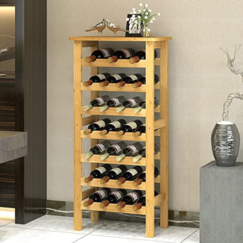 Dripex Botellero Vino para 27 Botellas de 750ml y 1L, 7 Niveles, Botellero de Exhibición Vertical, Ideal para Cocina, Bar, Salón, Comedor, Bodegay Sótano, 47 x 29 x 102 cm