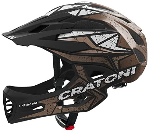 C-Maniac Integralhelm Pro Downhill (L/XL 58-61 cm, Schwarz/Gold/Weiß)