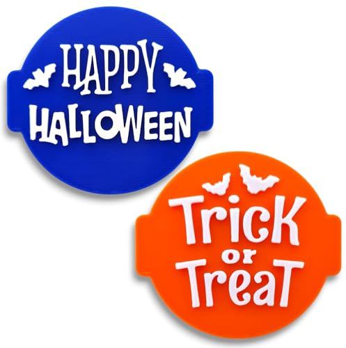 Happy Halloween and Trick or Treat (Set of 2 Stamps) - Embosser/Stamp for Fondant, Icing, Cupcake, Cake, Decoration