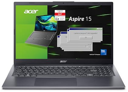 Acer Aspire 15 (A15-51M-55AY) Laptop | 15,6 WQHD IPS Display | Intel Core 5 120U | 16 GB RAM | 512 GB SSD | Intel Grafik | Windows 11 | QWERTZ Tastatur | grau