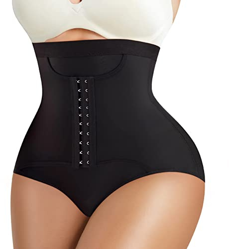 Bafully Womens Butt Lifter Panties Tummy Control Waist Trainer High Waist Stomach Body Shaper Girdle Slimming Underwear (Black, S)
