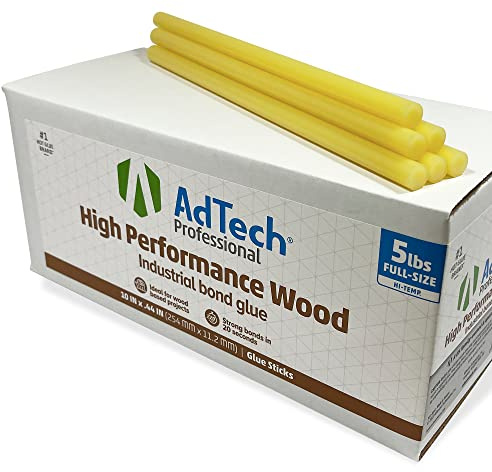 AdTech Professional High Performance Wood High Temp Industrial Bond Hot Glue Sticks 10 Amber