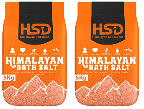 5kg Bath Salt Pack, Total Body Therapy, 100% Pure Premium Quality Bath Salt Traditional Bath soak, Easily dissolvable Grain, Vegan, All Natural Ingredients,nourishes Dry & Irritated Skin (Pack of 2)