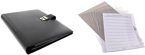 goldbuch 54958 Dokumentenmappe, für DIN A4, Schwarz & 83005 5 Ersatztaschen für goldbuch Dokumentenmappe, Sichthüllen mit Umschlagklappe, mit 4 fach Lochung, für DIN A4 Mappen, ca. 22,7 x 33 cm