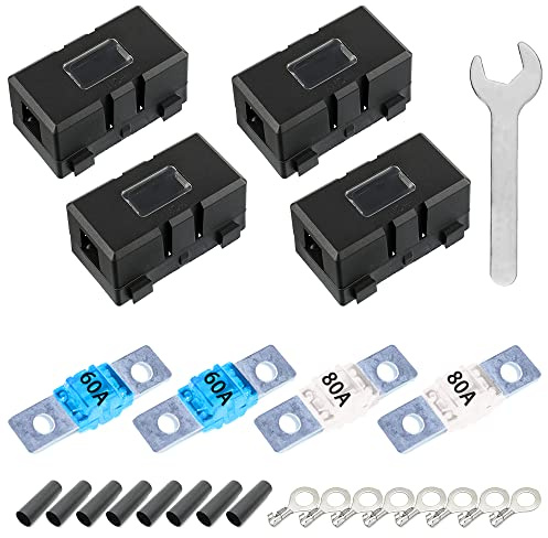 Midi Sicherungshalter,4 Stück Kfz Sicherungshalter und 4 Stück Mega Sicherung,Mega Sicherungshalter,Auto Sicherungshalter,für Autos, LKWs, Fahrzeuge(2 * 60A-2 * 80A)