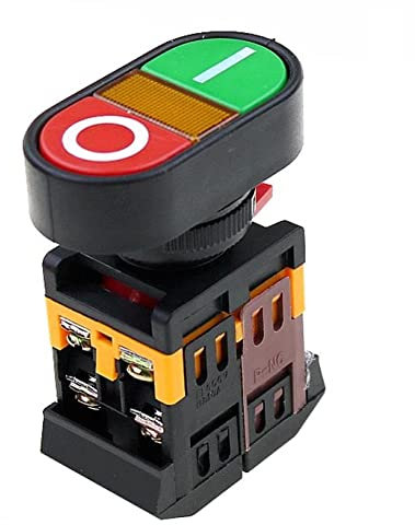 BCMCBV 22mm 220V AC ON/OFF START STOP 1 NO NC APBB-22N Doppia posizione chiave doppia con LED giallo lampada pulsante di controllo reset (Taglia : 36V)