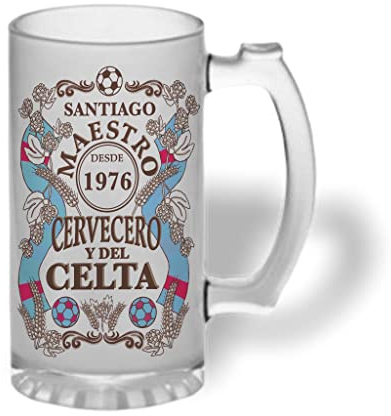 Bee Ingenious Jarra cerveza personalizada Maestro cervecero y del CELTA de cristal esmerilado con nombre y año personalizados Regalos para hombres. Regalos para padres, novios. (Maestro Celta)