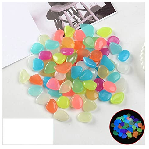 ZOLULA Dekosteine Kieselsteine 500 stücke Garten Glühen in den dunklen leuchtenden Kieseln für Fischtank Walkways Gartenweg Patio Rasen Garten Yard Decor Leuchtsteine (Color : Mix, Size : 500pcs)