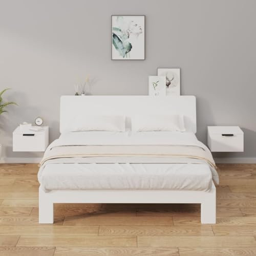 CKioict Lot de 2 buffets de salon multi-usages - Table de chevet murale - 34 x 30 x 20 cm - Pour couloir, chambre, salon, salle à manger - Blanc