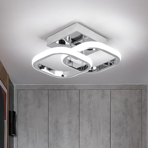 EIDISUNY Modern Ceiling Light LED 22W Cool Silver Light 6500K White | Square Ceiling Light fixture LED for Hallway Office Bedroom Kitchen Living Room Bedroom Entryway Balcony Stair Dining Room