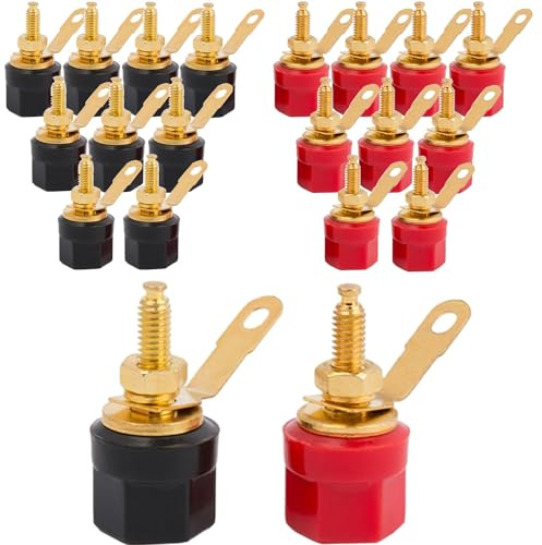 RUNCCI-YUN 20Stück 4mm Bananenbuchse Bananenstecker Binding Terminal Jack, Audio Lautsprecher Terminal Bananen Typ Panel Buchsen, für 4mm Bananensteckverbinder (Rot Schwarz)
