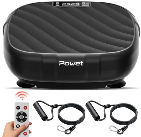 POWET Piastra vibrante per esercizi, 99 livelli di velocità, mini piastra vibrante per allenamento per tutto il corpo, per drenaggio linfatico, con 5 modalità di impostazione per modellare, perdere