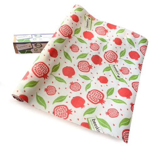 beeskin Beeswax Cloth Roll for Keeping Food Fresh & Storing Food - Flexible Cut to Size Wax Paper - 30 x 95 cm (Pomgrenate)