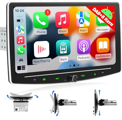 Android 13 Autoradio 1Din mit Bildschirm, 10,1 Zoll 1 DIN Radio mit Apple CarPlay & Android Auto,8-Kern 2G+32G Car Play Auto Radio Touch Display mit Bluetooth Navi WiFi GPS
