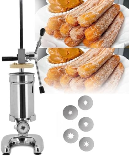 ZHIXUMM 2l 3lchurros Maker Machine Manuel Churro Maker, Commercial Latin Fruit Donut Machine en Acier Inoxydable Espagnol Churro Filler Machine Manuel Churros CrèMe Machine De Remplissage,3L
