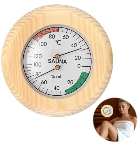 LUFEIS Sauna Thermometer Hygrometer, 2 in 1 Wood Sauna Thermo-Hygrometer, Wooden Sauna Thermometer and Hygrometer with High Accuracy, Sauna Accessories for Measuring Temperature and Humidity
