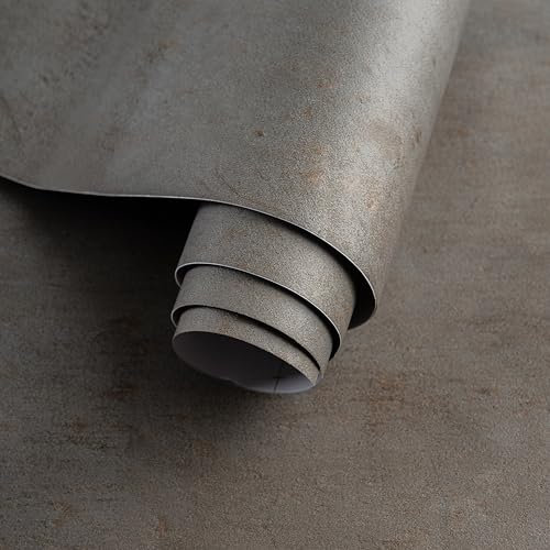 122 x 1000 cm große breite Rolle, grau-goldenes Zement-Tapete, zum Abziehen und Aufkleben, extra dick, matt, strukturiert, modern, grau-gold, Beton, Kontaktpapier, Vinyl-Aufkleber, Dekoration, Wand,