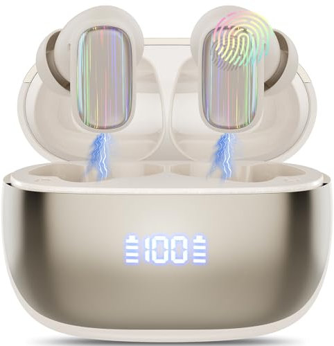 Wireless Earbuds, Mini Bluetooth 5.4 Earphones with ENC Mic, Bluetooth Headphones In Ear 40H Deep Bass Wireless Headphones with Noise Cancelling, Touch Control, IP7 Waterproof bluetooth earbuds, White