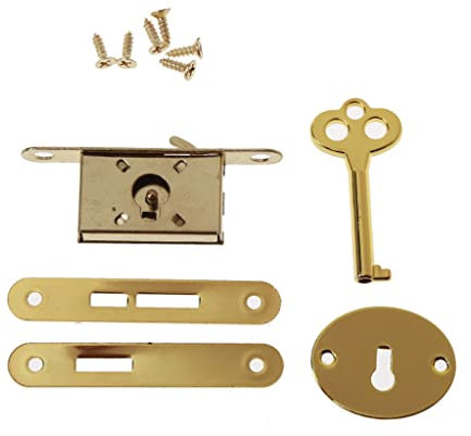 JSGHGDF Antico metallo cassetto serrature mobili decorativi serrature con per chiave per cassetti, armadio, scatola di legno gioielli,, Oro, M
