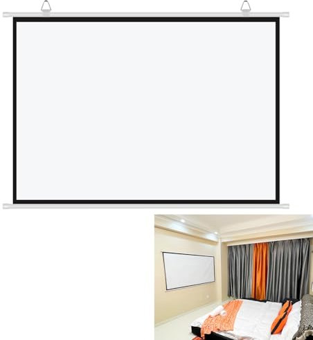 Hoiweqr 30 40 50 60 72 Projector Screen, 4:3/16:9 Indoor Pull Up Portable Projector Screen, Small Projector Screen, Roll Down Movie Screen for Home Theater Backyard Party Movie Nights(4:3,40in)