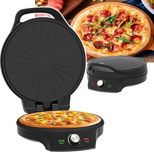 2000W Electric Pizza Maker, 32cm Pizza Oven, 5 Temperature Fast Roasting+Double Sided Heating, Regulation, Non-Stick Pan/Easy Clearning, for Pizza Quesadillas,Black