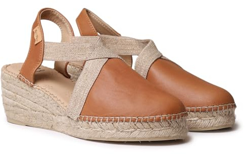 TONI PONS Tundra espadrille för kvinnor i läder med kil och stretch designad för en bredare passform, Läder, 39 EU