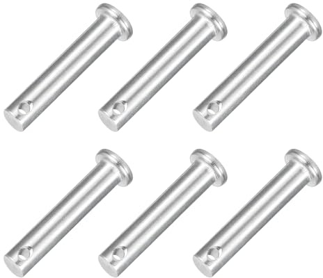 QUARKZMAN 6 Stück Steckbolzen Einloch Gabelbolzen 8 x40 mm Splintstift Flachkopf verzinkter Stahl Lochbolzen