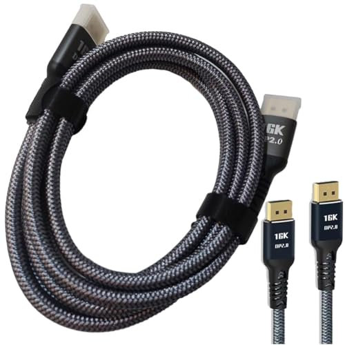 ZephyVita Câble Dp, câble DisplayPort DP 2.0 – Prend en charge 16K @ 60 Hz, 8K @ 120 Hz, 4K @ 360 Hz – Ultra haut débit (2 m)