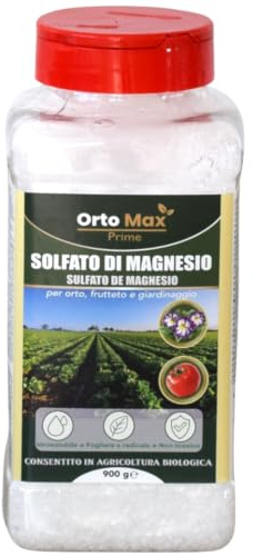 Solfato di Magnesio concime universale per uso biologico, Indicato su frutticole, Orticole, Aromatiche, Fragole e ornamentali. Migliora la crescita e il raccolto. 900g