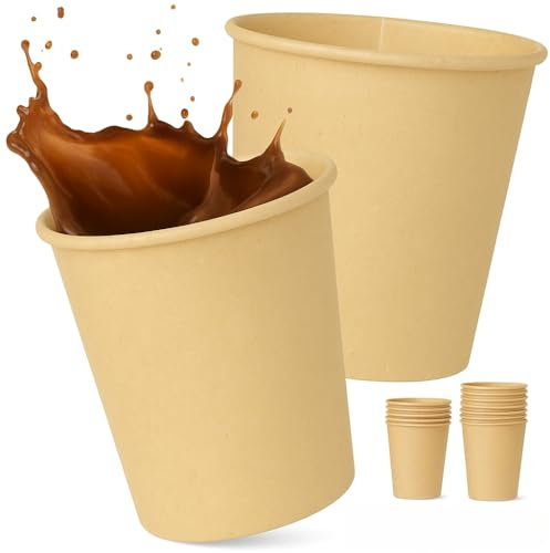 Commerline Lot de 200 Gobelets à Café à Emporter - 200 ml - En Carton Marron - Pour Café et thé - Jetables - En Papier Kraft - Gobelets en Papier