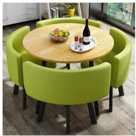 Modernes Büro-Empfangstisch und Stuhl-Set mit rundem Design und 90 cm Club-Stuhl, einfacher Esstisch mit 4 Stühlen, Kombinationstisch, Konferenztisch, perfekt für Konferenzräume