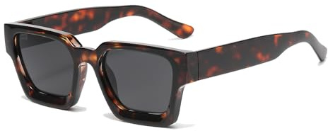 LJCZKA Retro Quadratisch Sonnenbrille für Damen Herren Rechteckig Sonnenbrille Dicker Rahmen Eckig Brille 90er mit UV400 Schutz