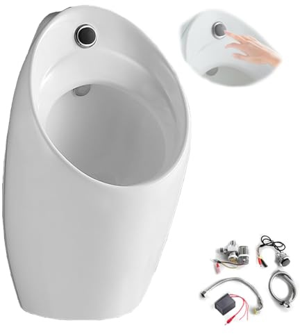 JINGSHIQIAOPL Urinal Homme Mural Intelligent en Céramique, Chasse d'eau Nocturne Anti-fuites, Chasse d'eau Urinoir Homme Mural à Capteur pour Salles de Bains, Hôtels et Commerces