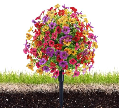 Quorvex Flores Artificiales para Exterior - Ramos de Violeta para Jardín Exterior,Ramo Floral con Estacas, Decoración de Jardín para Patio y Eventos