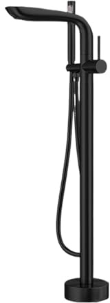 HXYhydrypd Robinet de Baignoire Autoportant à Poignée Unique en Laiton avec 2 Sorties d'eau et Bec Pivotant à 360°(Black)