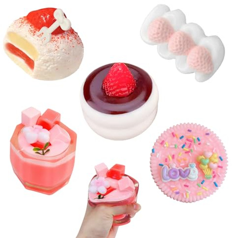 5 Stück Fufu Squishy,Taba Squishy Set Squeeze Squishies Anti Stress Spielzeug Fufu Squishies Set Sensorik Spielzeug Mitgebsel Kindergeburtstag Angst abbauen Beruhigung Geschenke