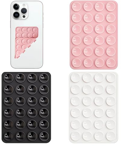 3Pack Silicone Suction Cup Phone Holder Double Sided 24 Suction Phone | Case Mount Grips Anti Slip Multipurpose Universal Sticky Pad Hands-Free for TikTok Videos Mirror Walls Gym Selfies Glass Til
