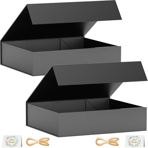 Confezione da 2 scatole regalo, 30 x 20 x 7,6 cm, scatole regalo per regali con coperchi chiusura magnetica rettangolari pieghevoli per scatola proposta testimone, Natale, Halloween, compleanno