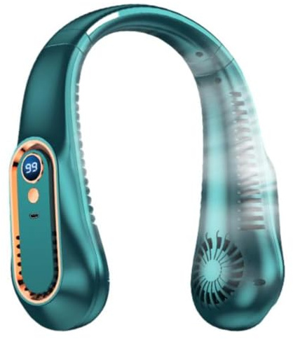 Breezebliss Pro Neck Fan 7000mah, Portable Bladeless Personal Ac Cooler, 5-speed Rechargeable Neck Air Conditioner For Outdoor Travel, Hands-free Wearable Fan Green