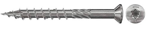 fischer Terrassenschraube 5,0 x 40, Senkkopf, Teilgewinde, nicht rostender Stahl A2, Innenstern Torx-Antrieb, zum Verschrauben von Terrassenbeplankungen auf Holz-Unterkonstruktionen, 200 Stk