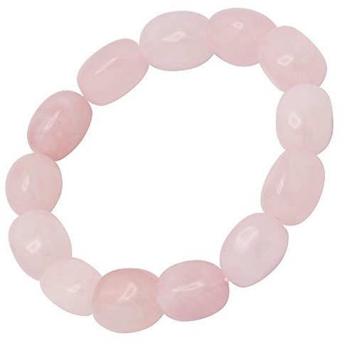 Armband aus echtem Rosenquarz Nuggets dehnbar rose Armschmuck Damen
