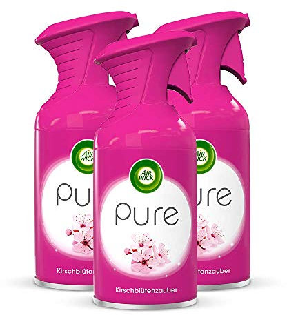 Air Wick PURE Kirschblütenzauber – Blumig-frisches Duftspray geruchsneutralisierend & ohne feuchten Niederschlag – Duft: Kirschblüte – 3 x 250 ml