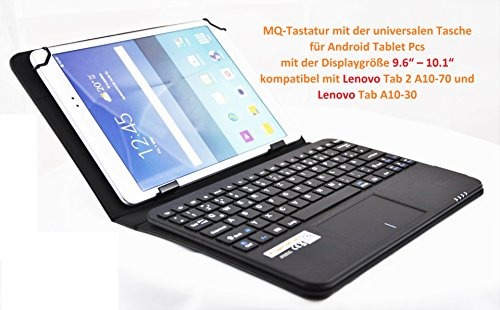 MQ für Lenovo Tab 10.1 - Tastatur Tasche mit Multifunktions-Touchpad für Lenovo Tab 4 10, Lenovo Tab 3 10, Lenovo Tab 2 A10-70, Lenovo Tab 2 A10-30 10.1| Hülle mit Bluetooth Tastatur | Layout Deutsch