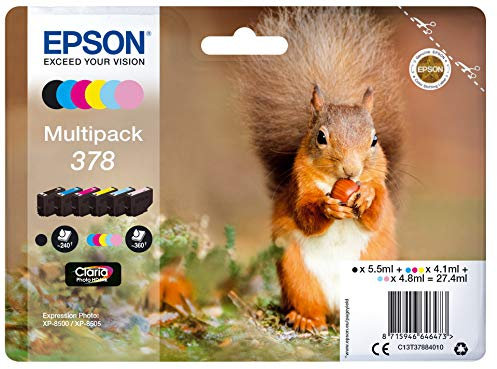 Epson 378 Squirrel Original Multipack, 6-Farben-Tintenpatronen, Claria Photo HD Ink