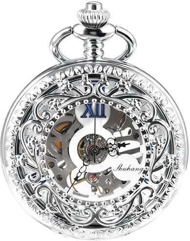 TREEWETO Montre Gousset Mecanique Montres Poche Steampunk Squelette rétro Pendentif Montre de Poche Montre Gousset Dore Montre Poche
